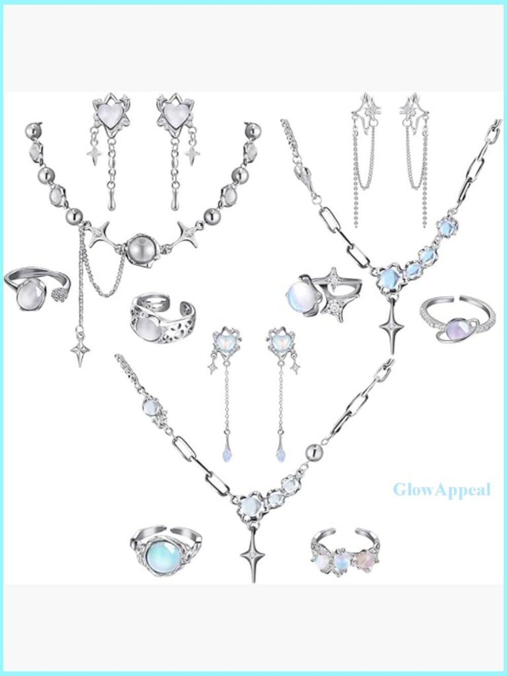 12-Piece Y2K Jewelry Set with Necklaces, Earrings, Rings, Adjustable Fit